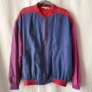 Vintage Perry Ellis Silk Colorblock Full Zip Jacket